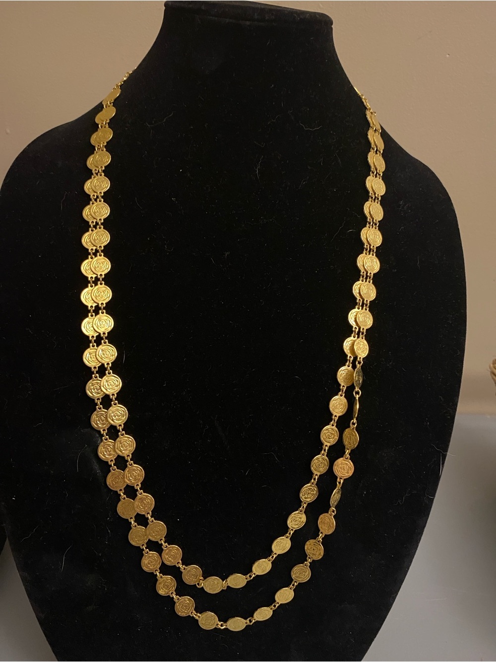 Vintage Liz Claiborne Rose Petite Coin Necklace 1979